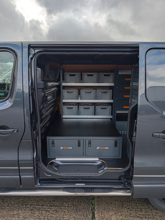 Image showing the fully kitted out van with racking and drawers