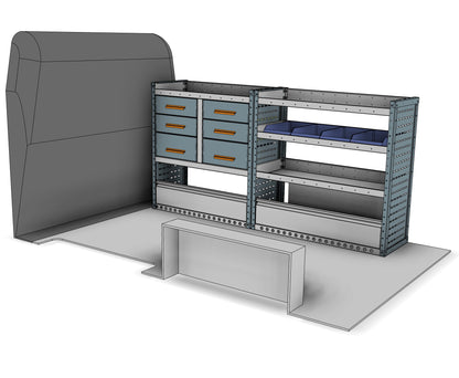 AK001 offside drawer, bin and shelf unit
