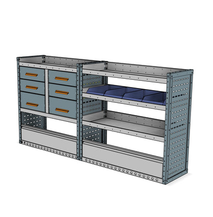 AK001 offside drawer, bin and shelf unit