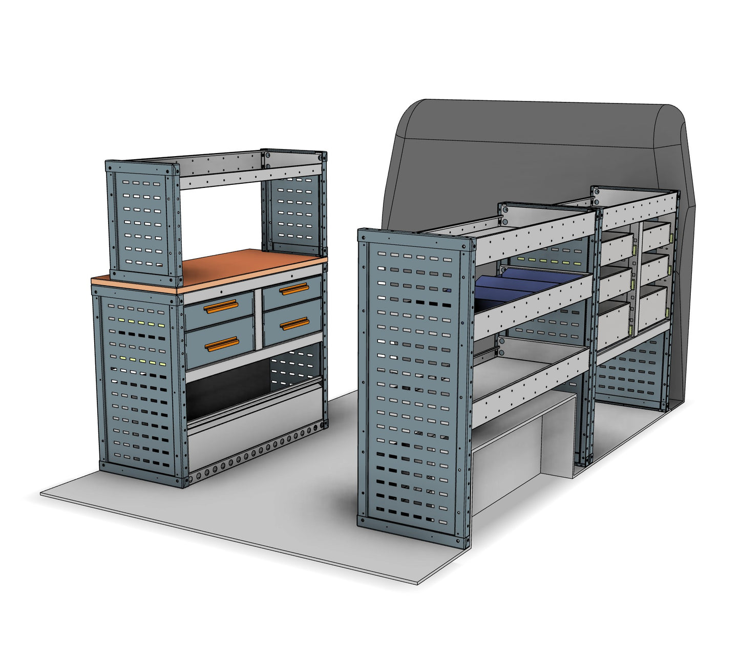 Workstation, Drawer & Bin van racking kit AK001