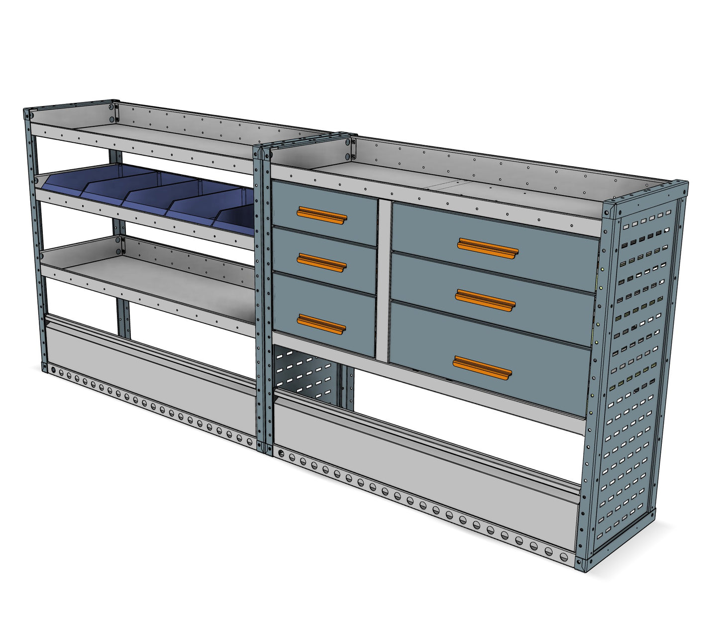 AK002 offside drawer, bin and shelf unit