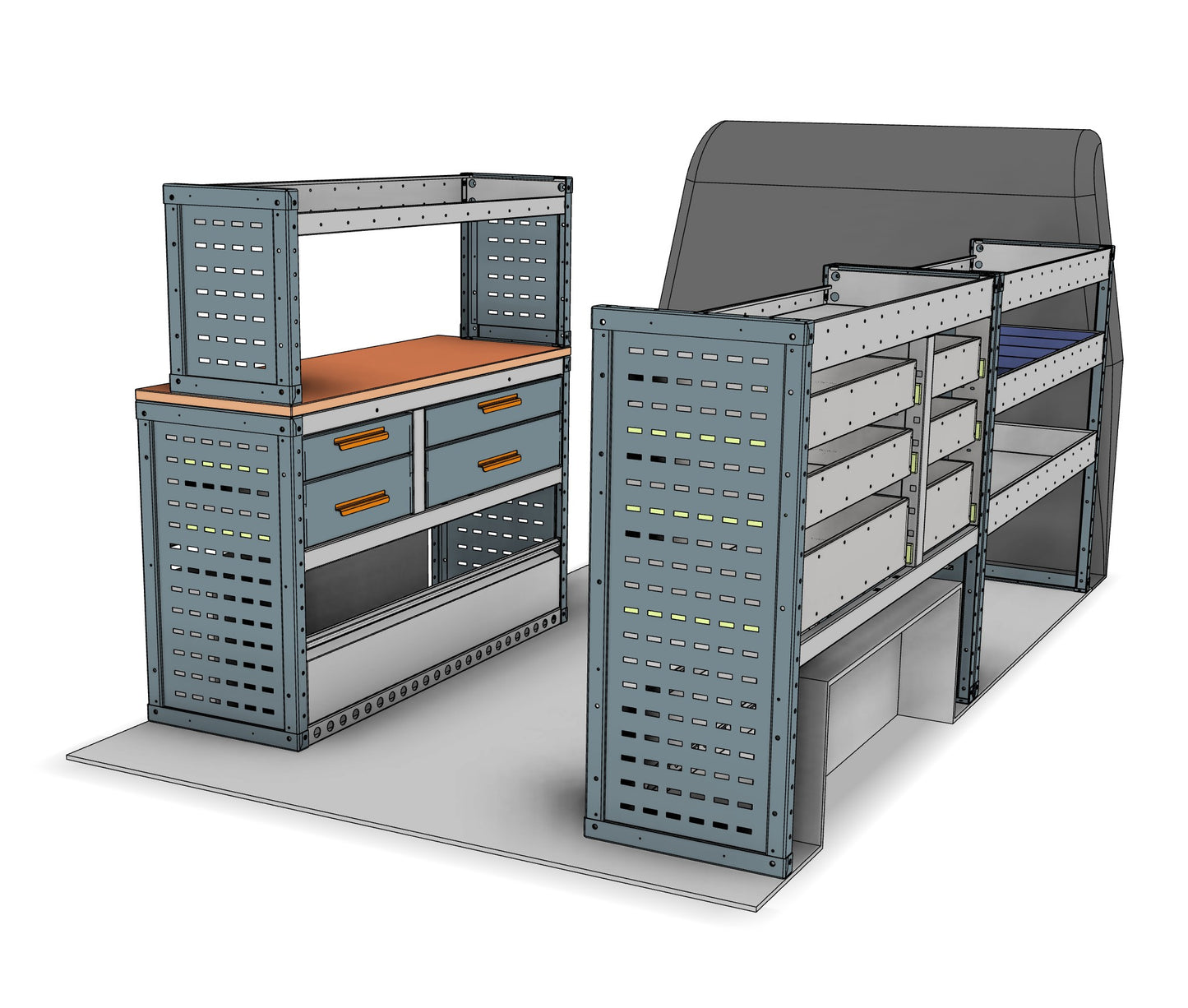 Workstation, Drawer & Bin van racking kit AK002