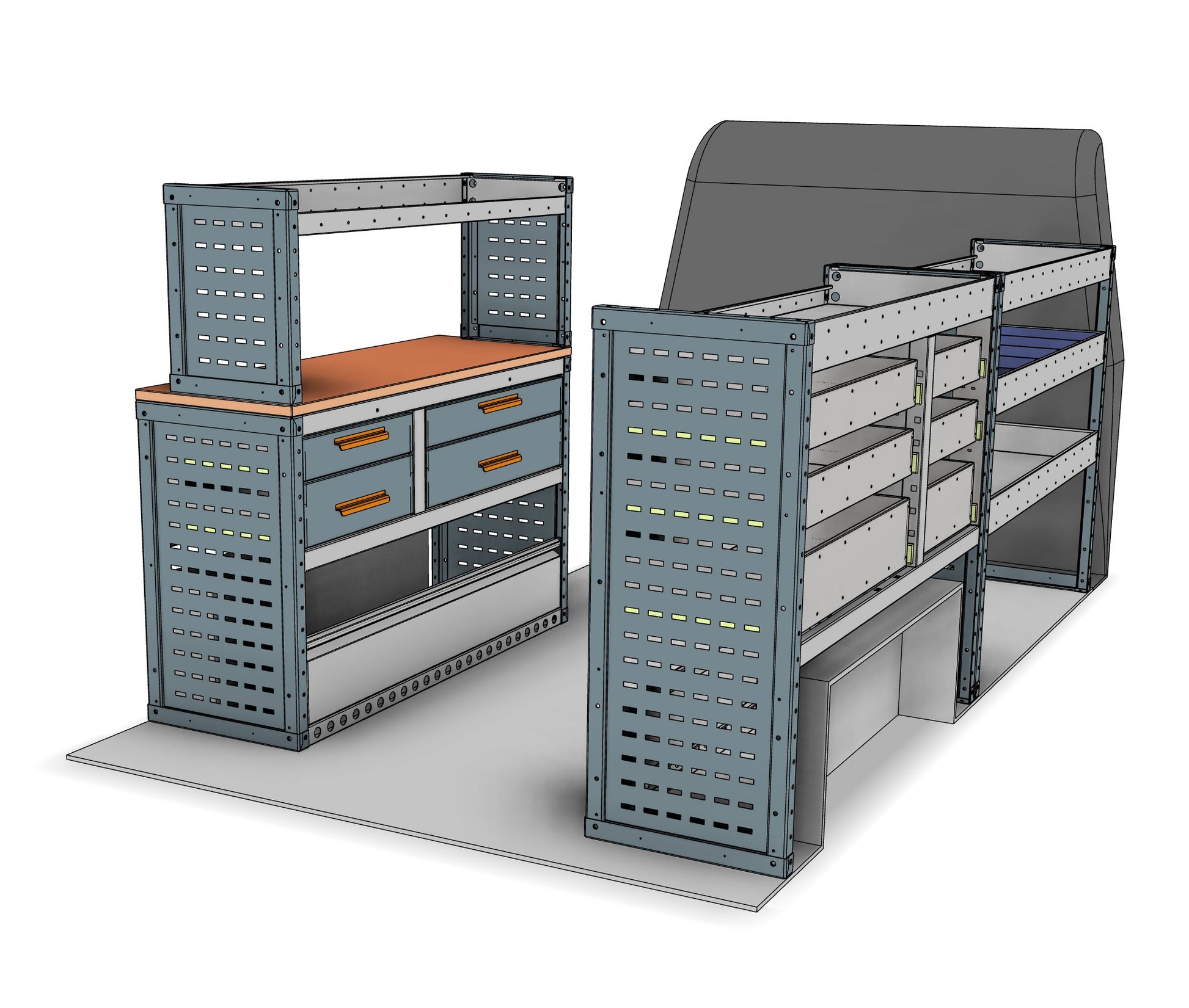 Workstation, Drawer & Bin van racking kit AK002