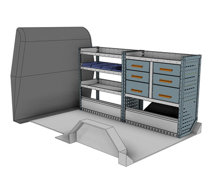 AK025 offside drawer, bin and shelf unit