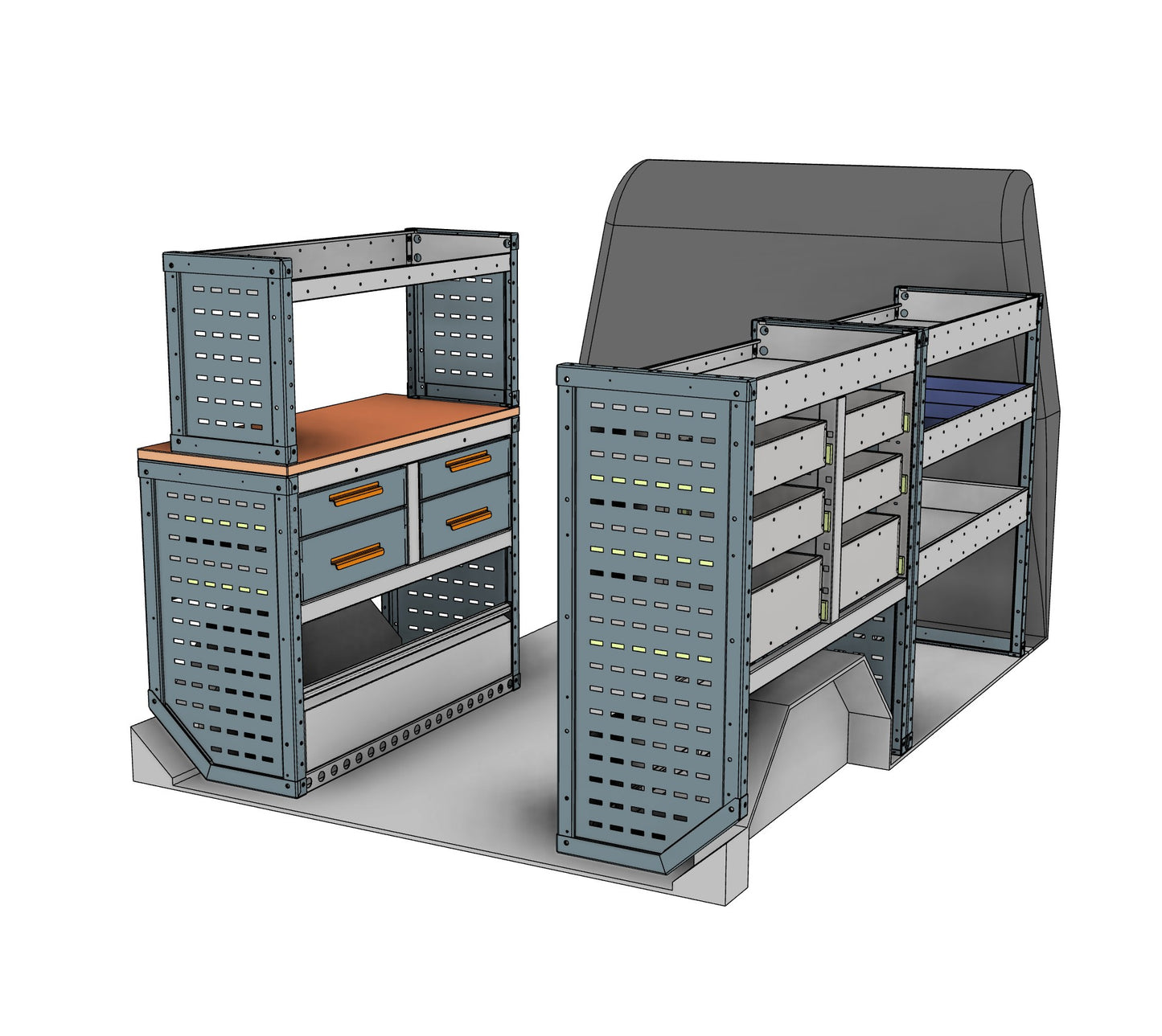 Workstation, Drawer & Bin van racking kit AK025