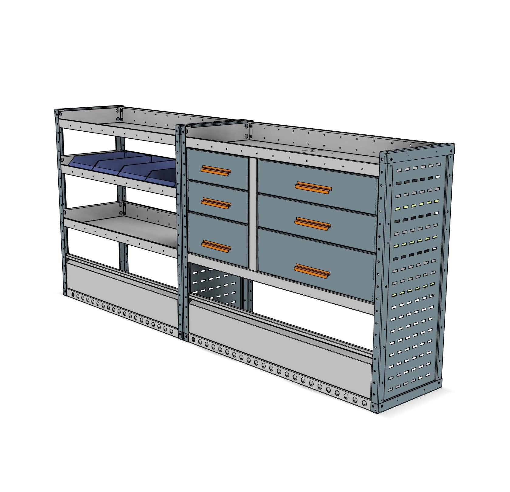 AK028 offside drawer, bin and shelf unit