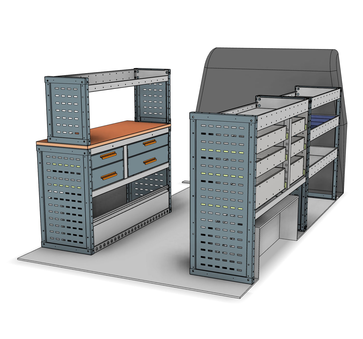 Workstation, Drawer & Bin van racking kit AK028
