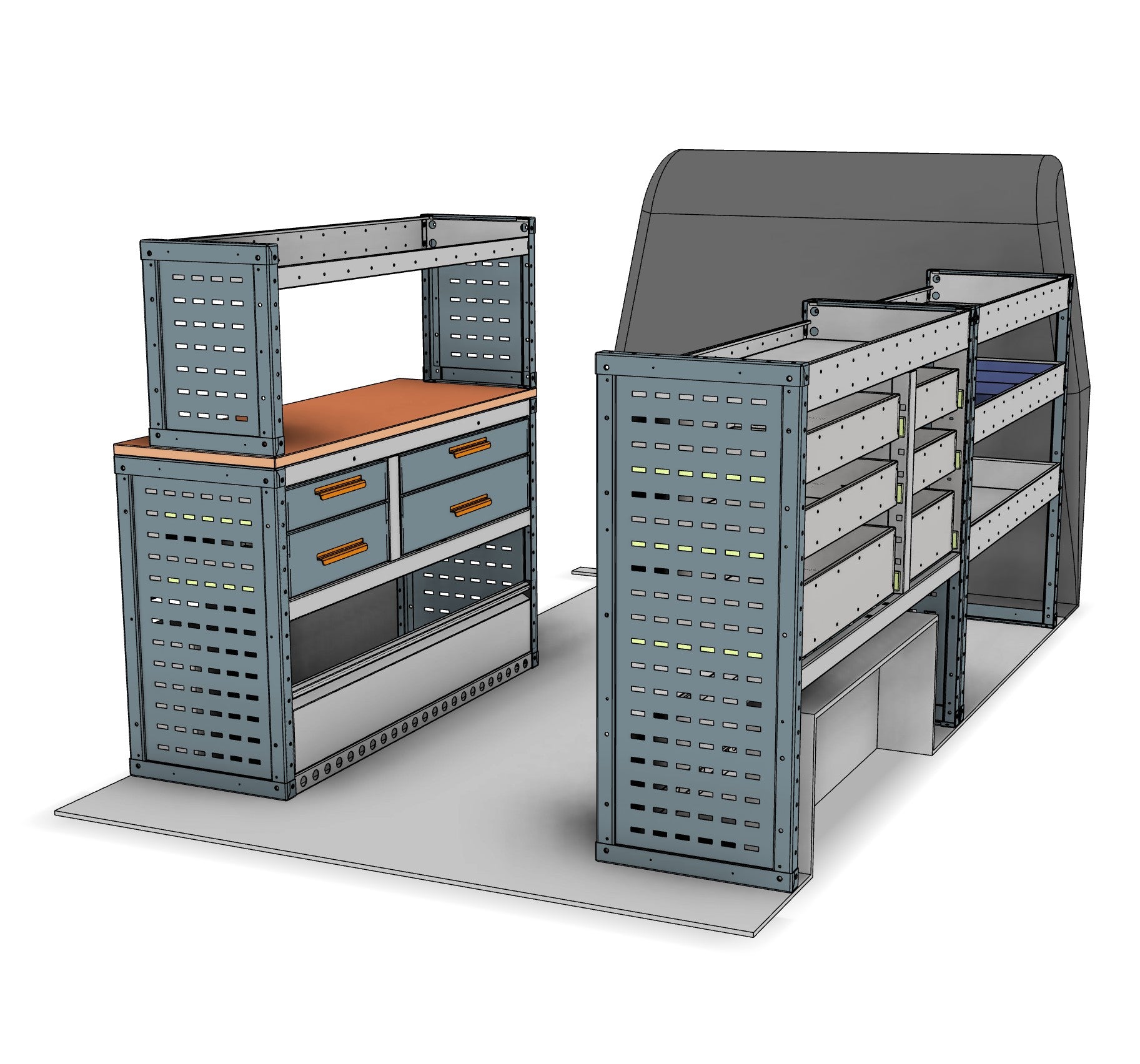 Workstation, Drawer & Bin van racking kit AK028