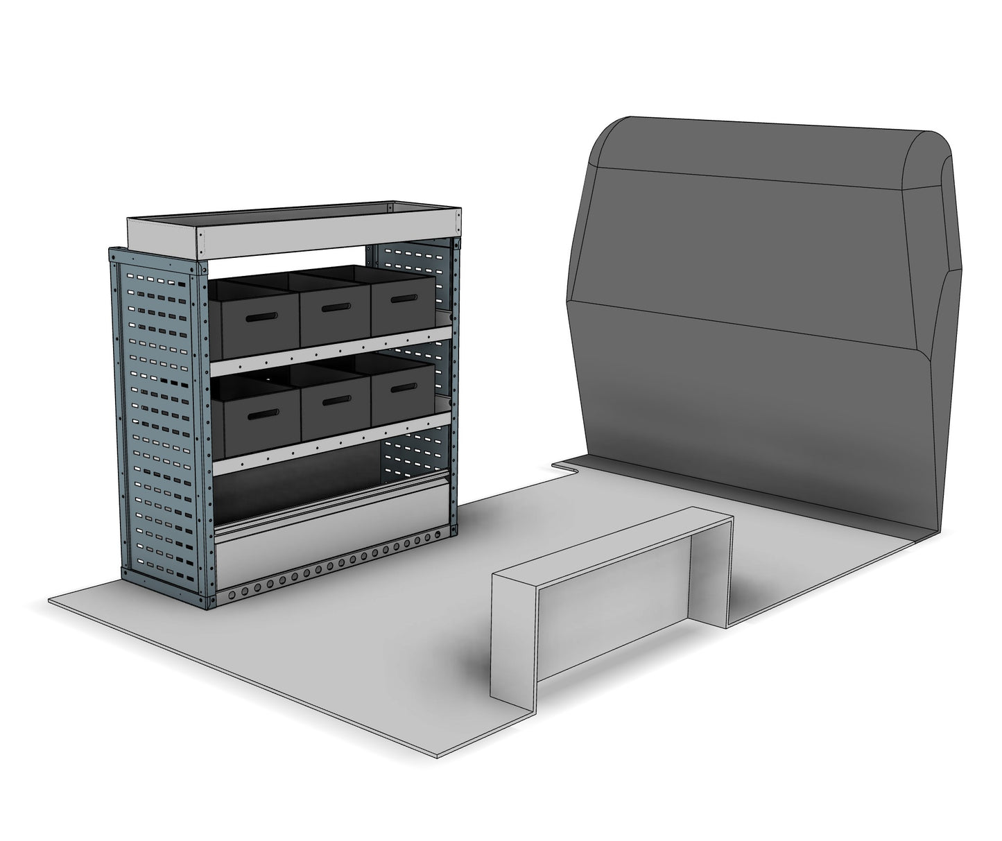 BK001 nearside eurobin shelving unit with stacking containers