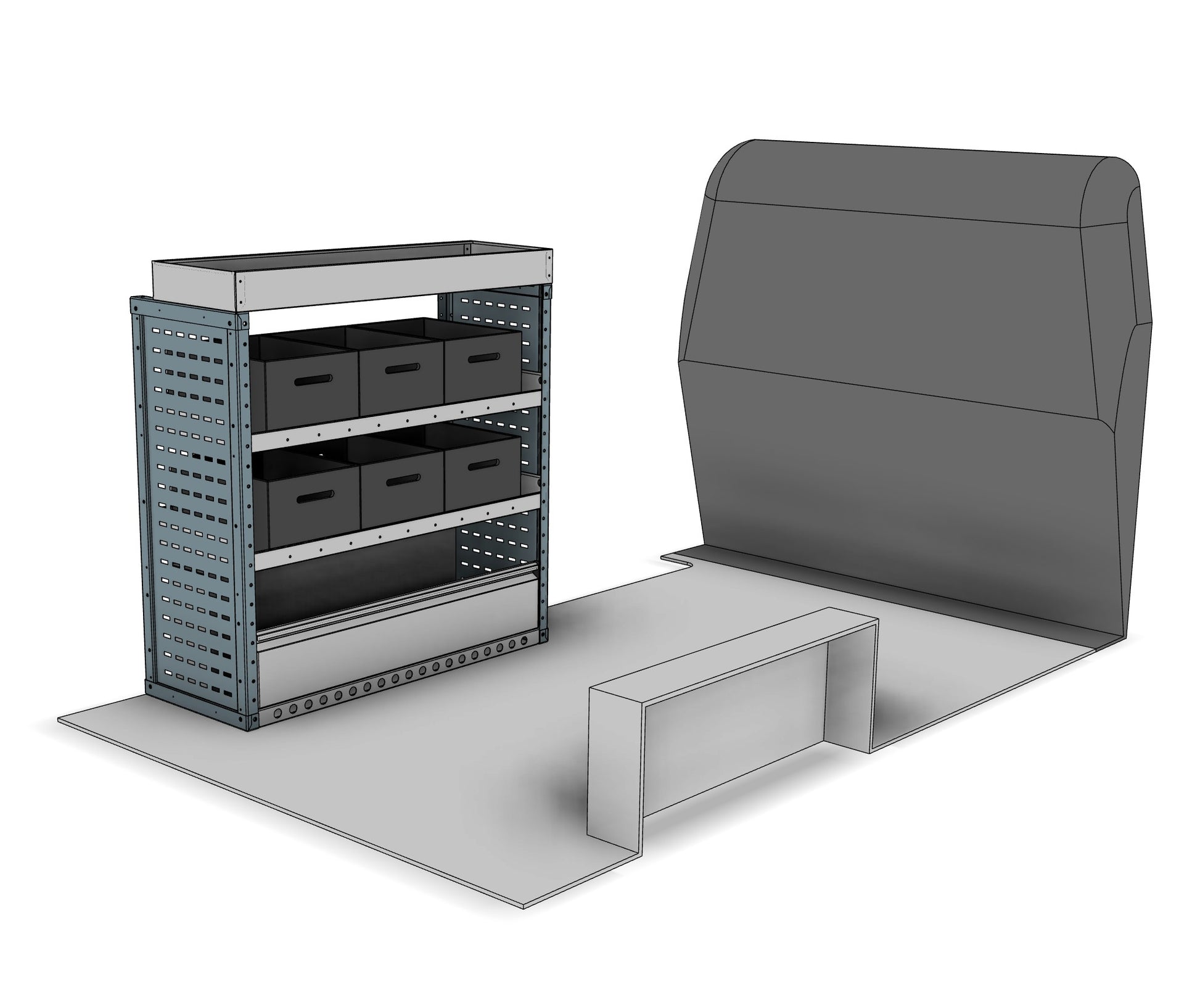 BK001 nearside eurobin shelving unit with stacking containers