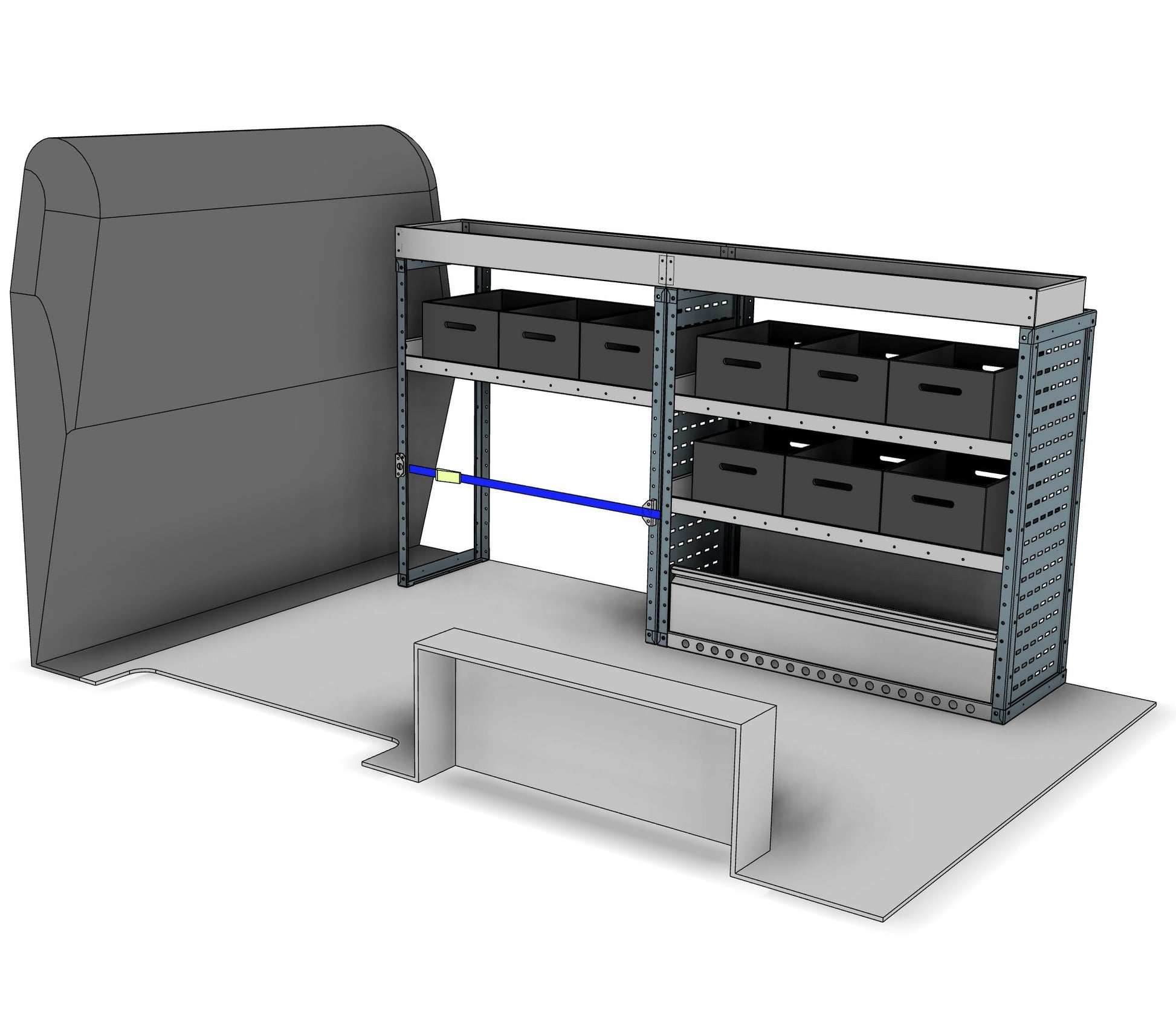 BK001 offside eurobin shelving unit with stacking containers