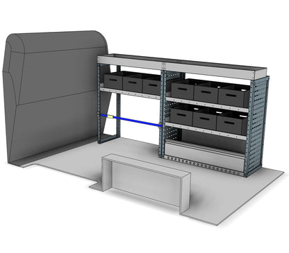 BK001 offside eurobin shelving unit with stacking containers