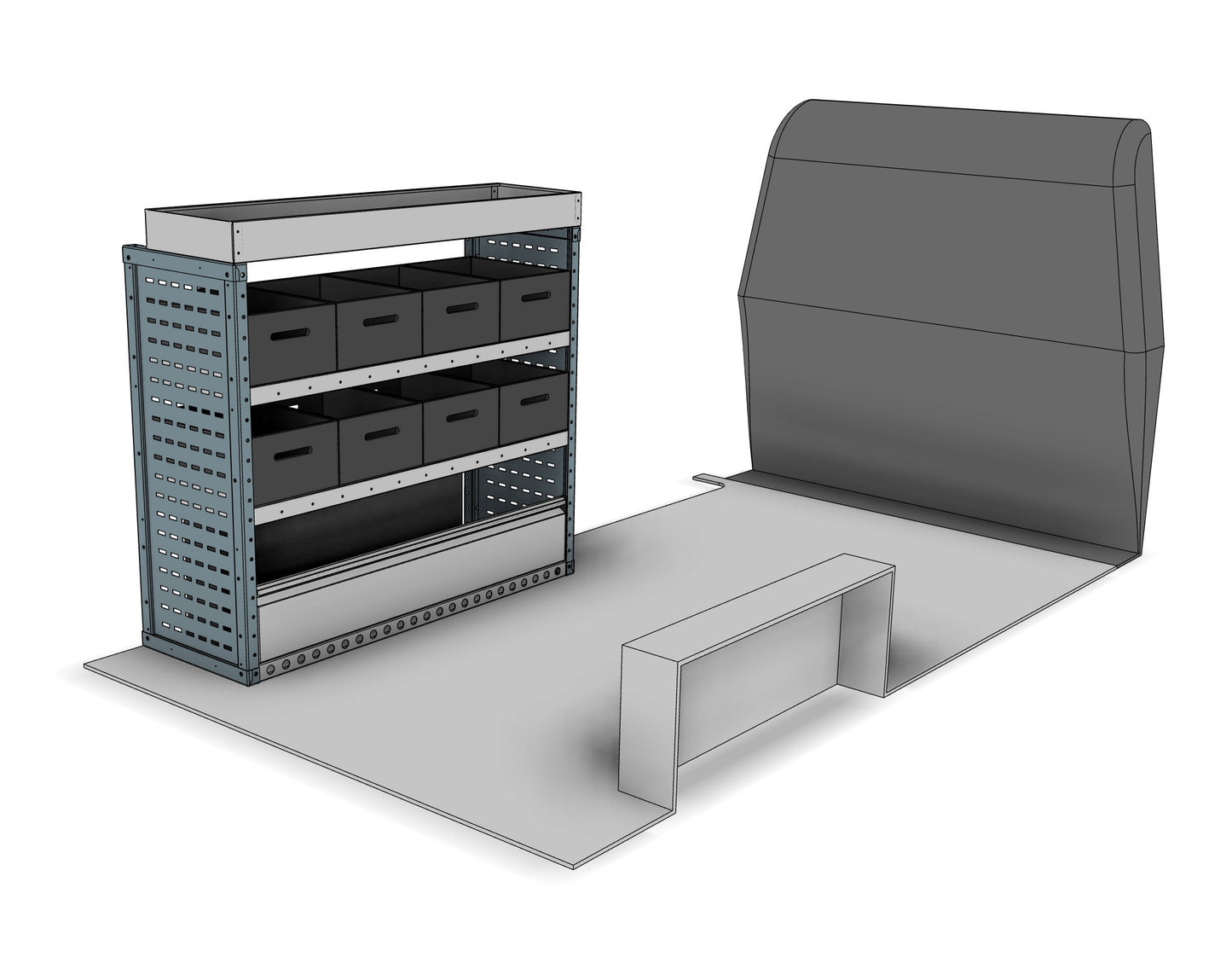 BK002 nearside eurobin shelving unit with stacking containers
