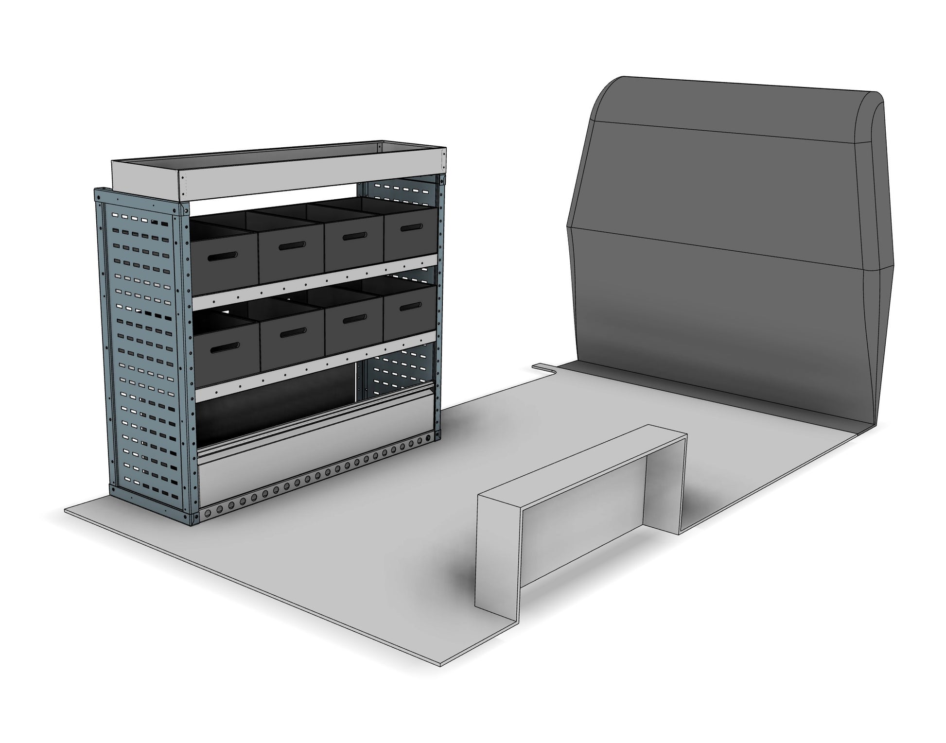 BK002 nearside eurobin shelving unit with stacking containers