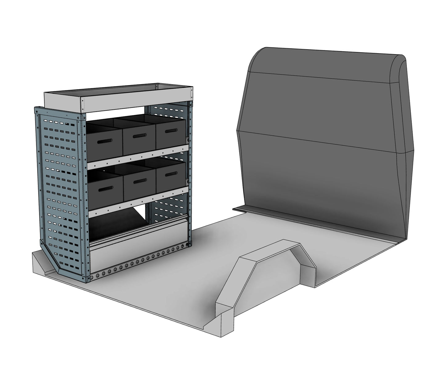 BK025 nearside eurobin shelving unit with stacking containers