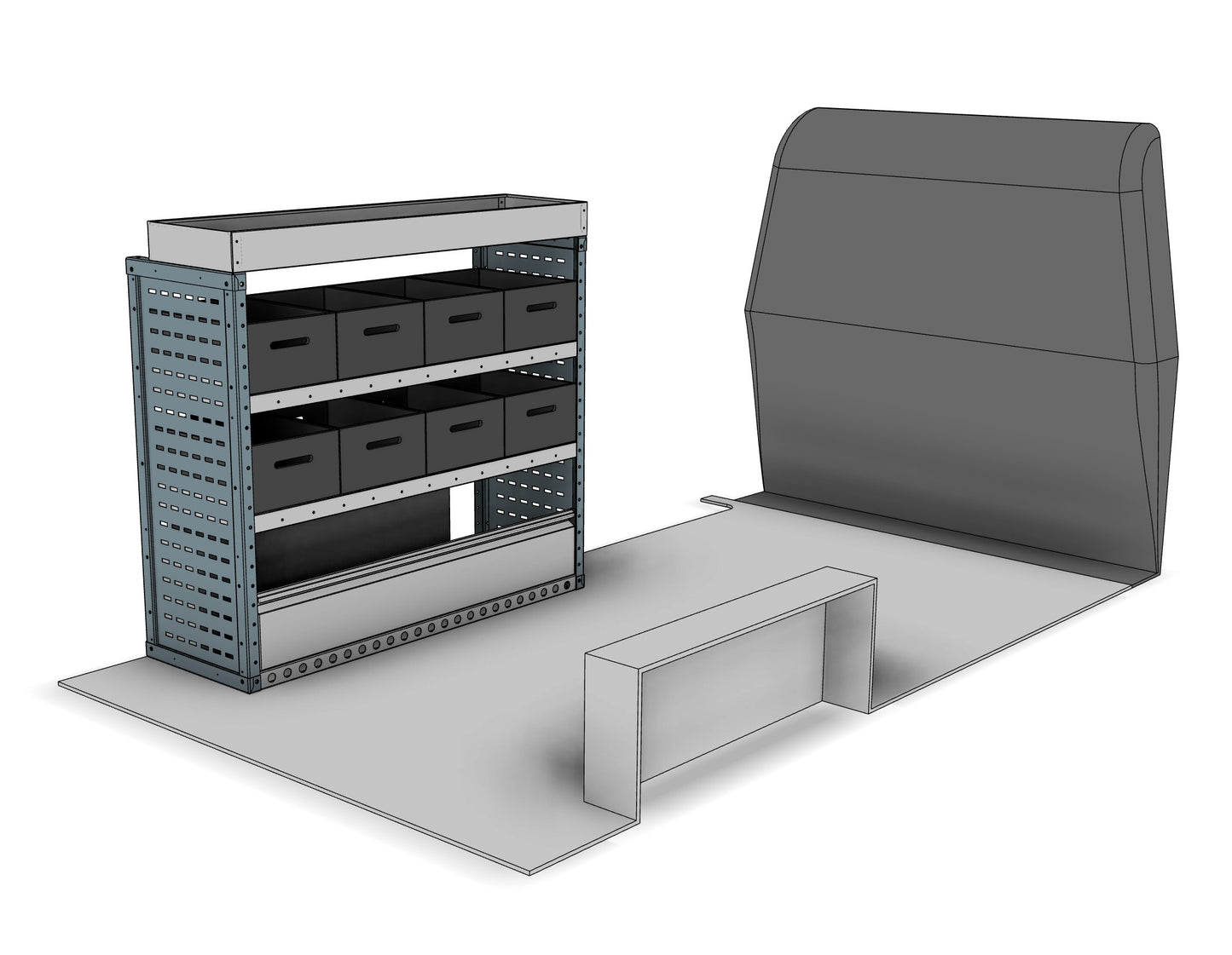 BK028 nearside eurobin shelving unit with stacking containers