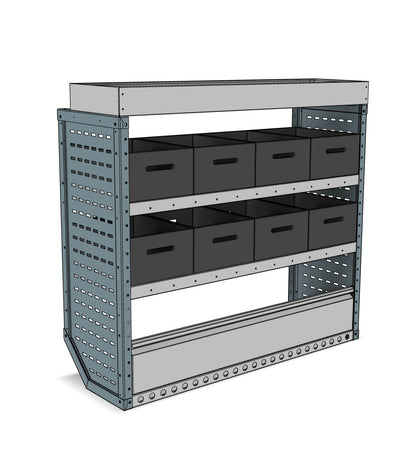 Nearside eurobin shelving unit, 2 shelves, 1150H x 1250W x 435D mm, from the Vivaro, Expert, Dispatch L Van Eurobin Racking kit, view 2