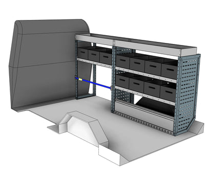 Offside eurobin shelving unit, 3 shelves, 1150H x 2250W x 435D mm, from the Vivaro, Expert, Dispatch L Van Eurobin Racking kit