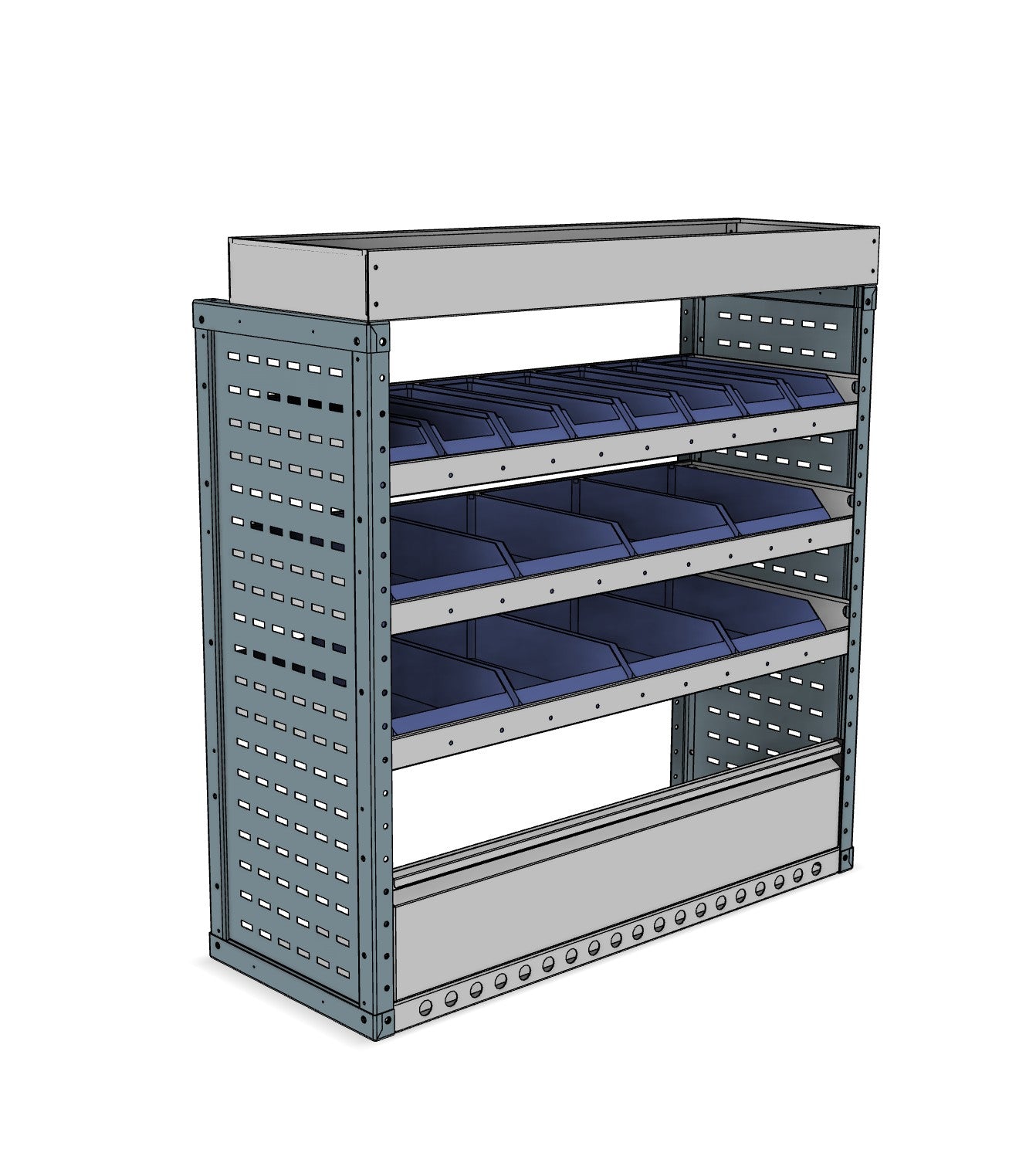 CK001 nearside Lin Bin and shelving unit