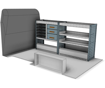 CK001 offside unit with drawers and sliding service cases