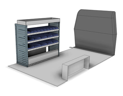 CK002 nearside unit with Lin Bins and shelving