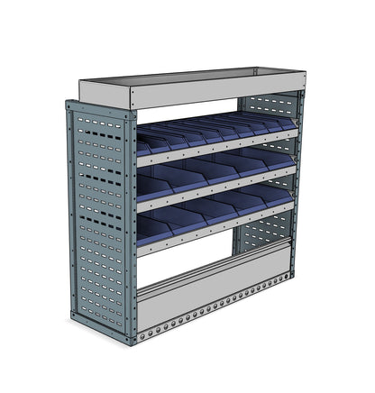CK002 nearside Lin Bin and shelving unit