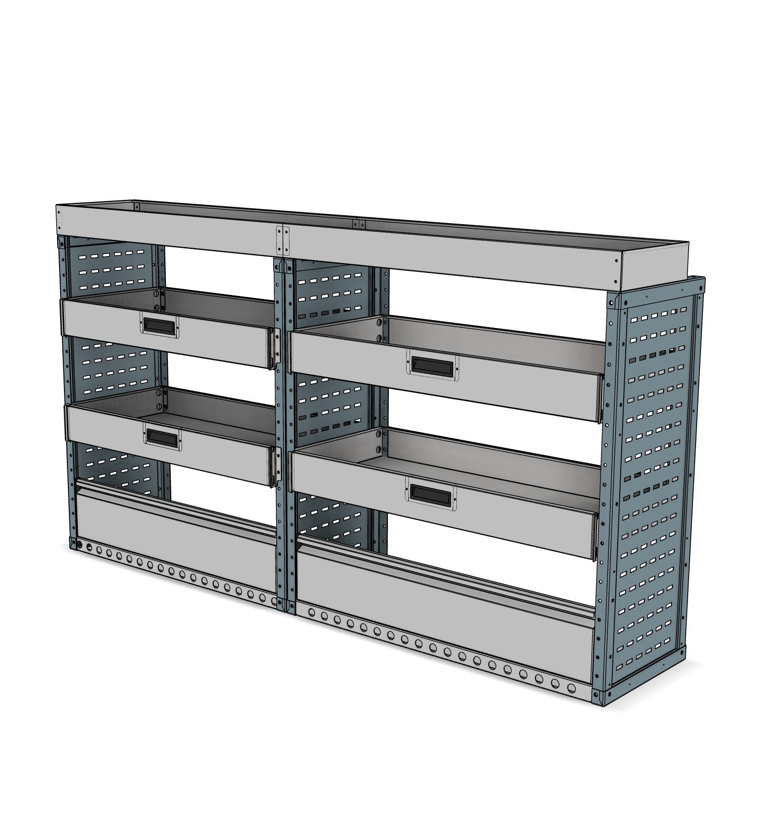 DK001 offside drop-front shelving unit