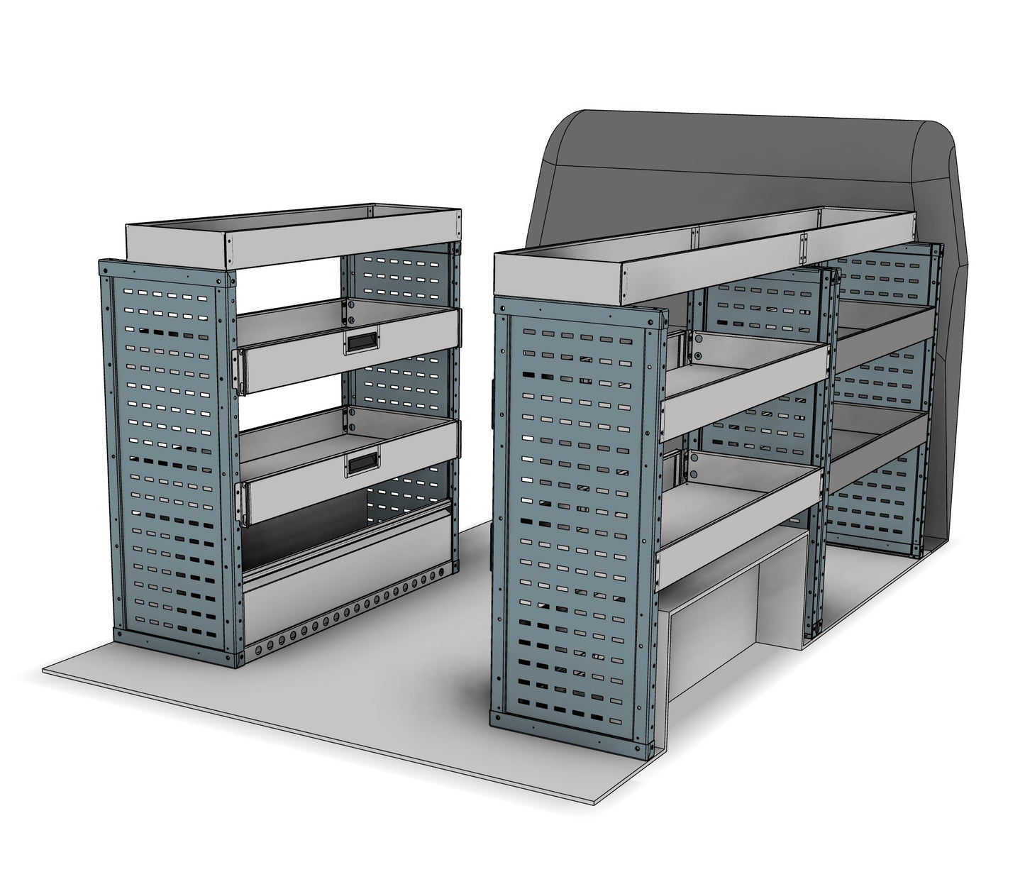 Drop front shelving van racking kit DK001