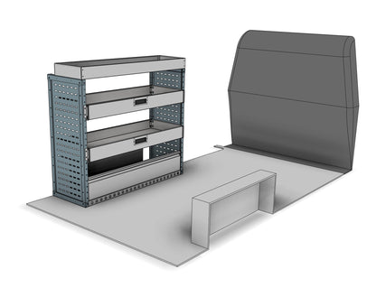 DK002 nearside drop-front shelving unit