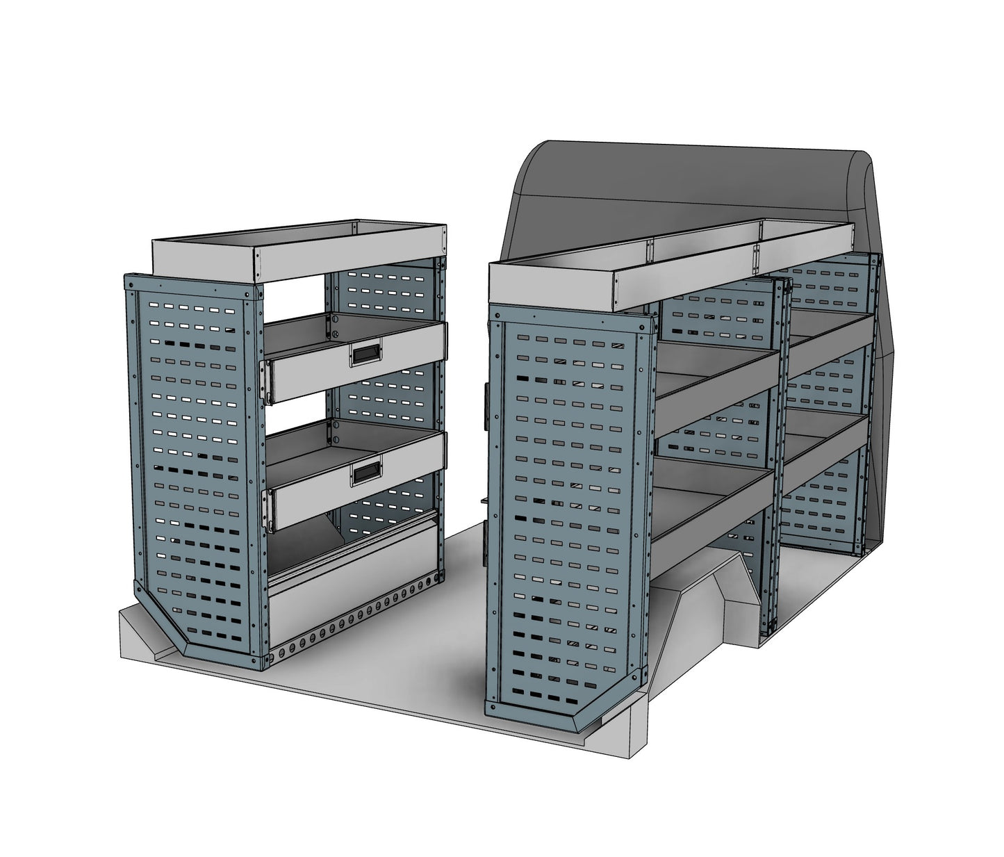 Drop front shelving van racking kit DK025