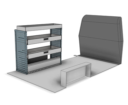 DK028 nearside drop-front shelving unit