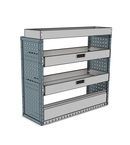 DK028 nearside drop-front shelving unit
