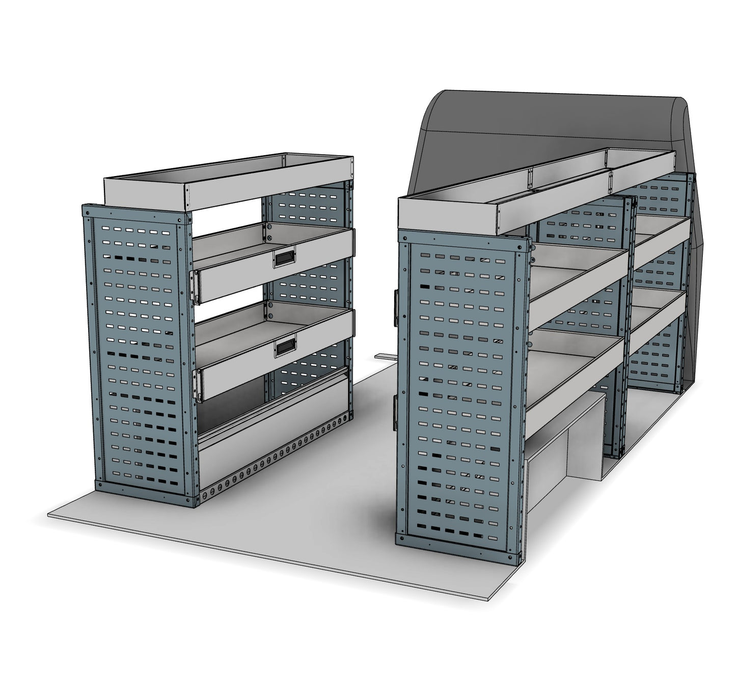 Drop front shelving van racking kit DK028
