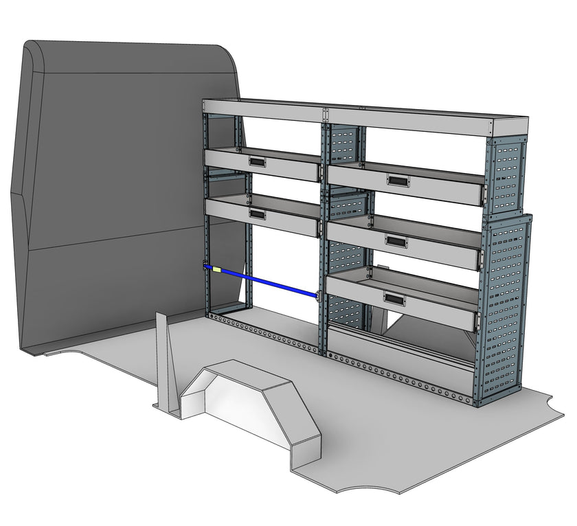 Drop Front Shelving Van Racking - Offside