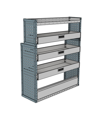 DK038 nearside drop-front shelving unit