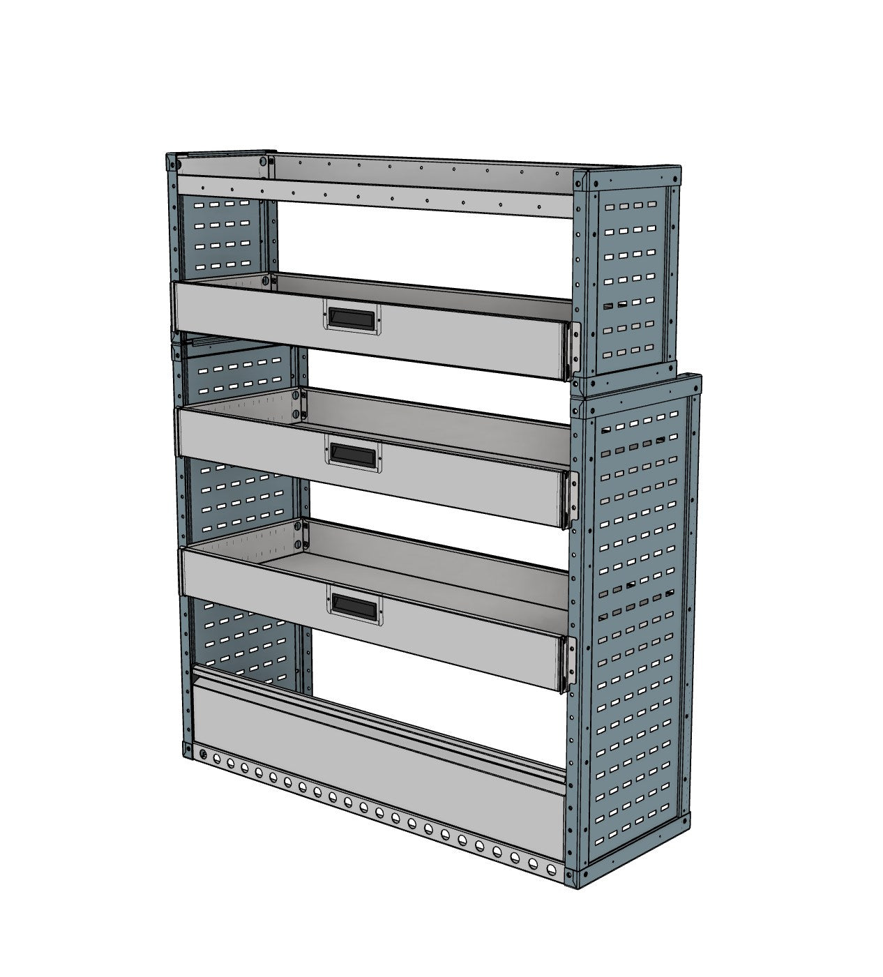 DK038 nearside drop-front shelving unit