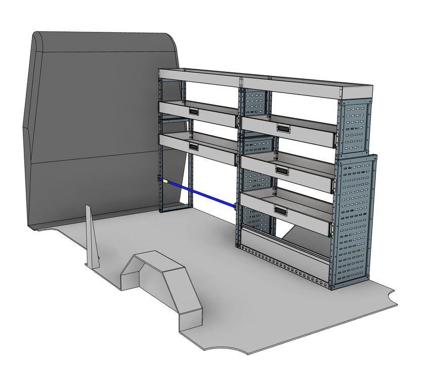 Drop Front Shelving Van Racking System - Offside
